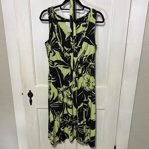Danny & Nicole Lime and Black Floral Midi Dress